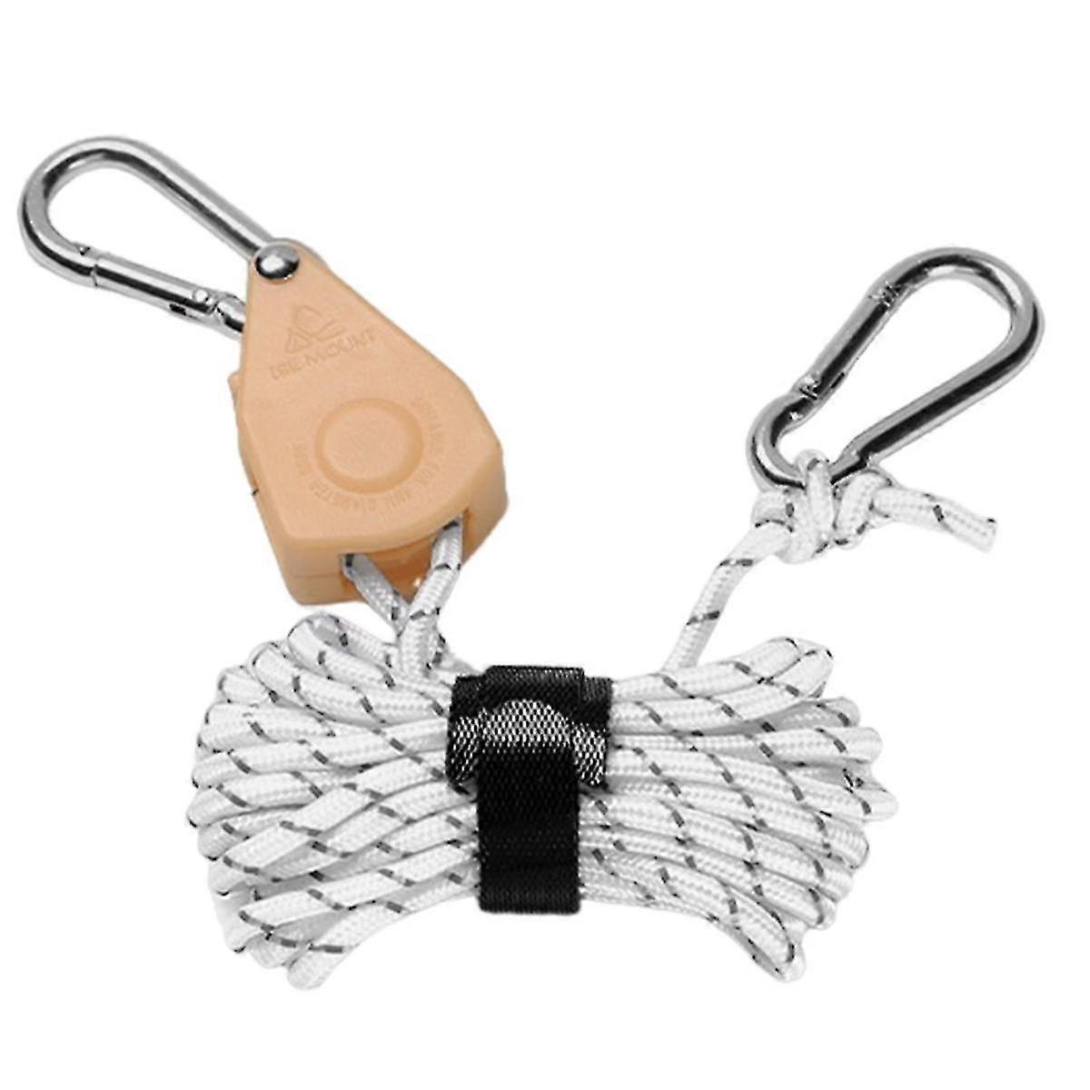 White 5Pcs Portable Adjustable Fixed Camping Rope, Quick Release Pulley Camping Rope, Suitable for Tents and Tarps