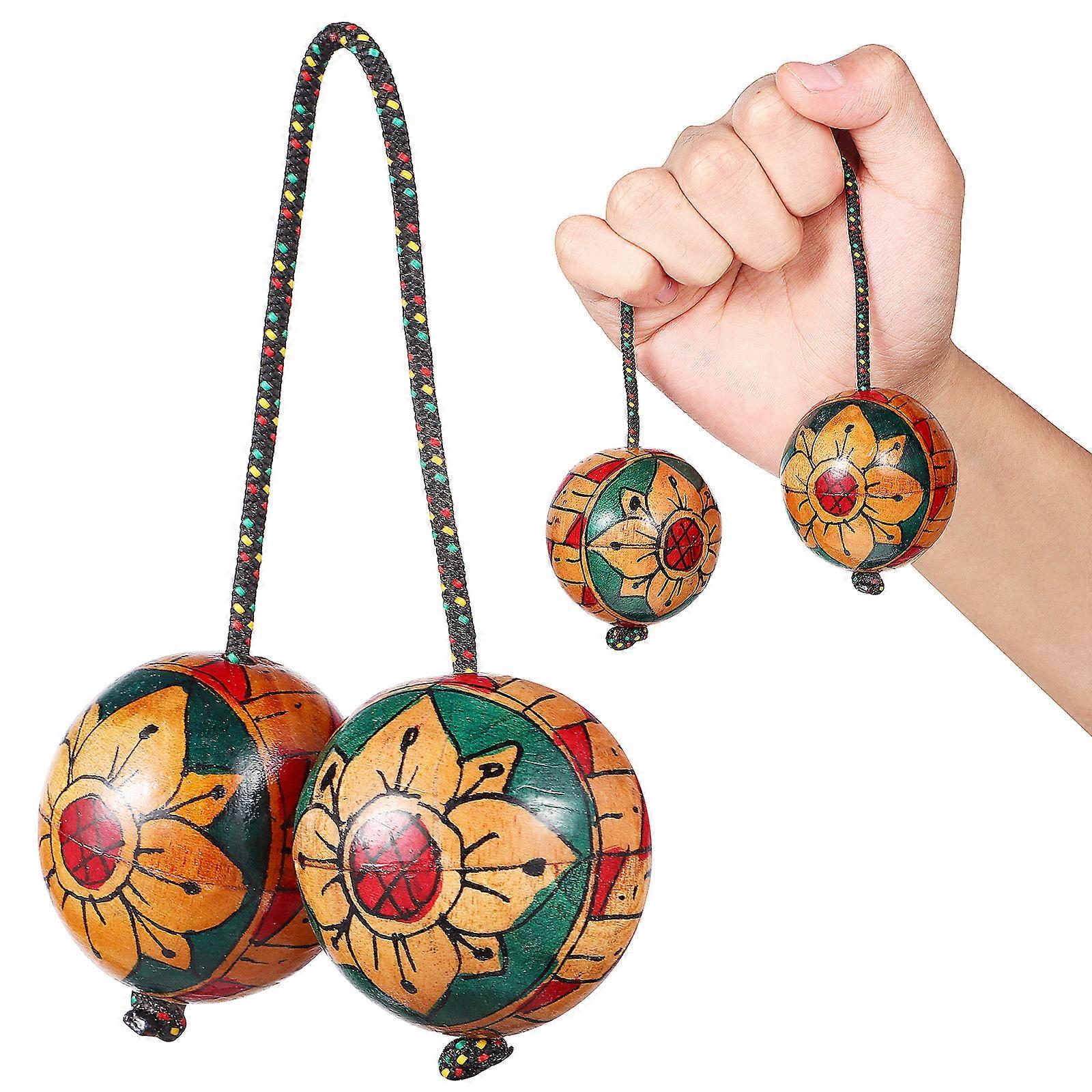 Wood Aslatua Shaker Rhythmic Ball Percussion Shaker African Shaker Hand Shaking Ball