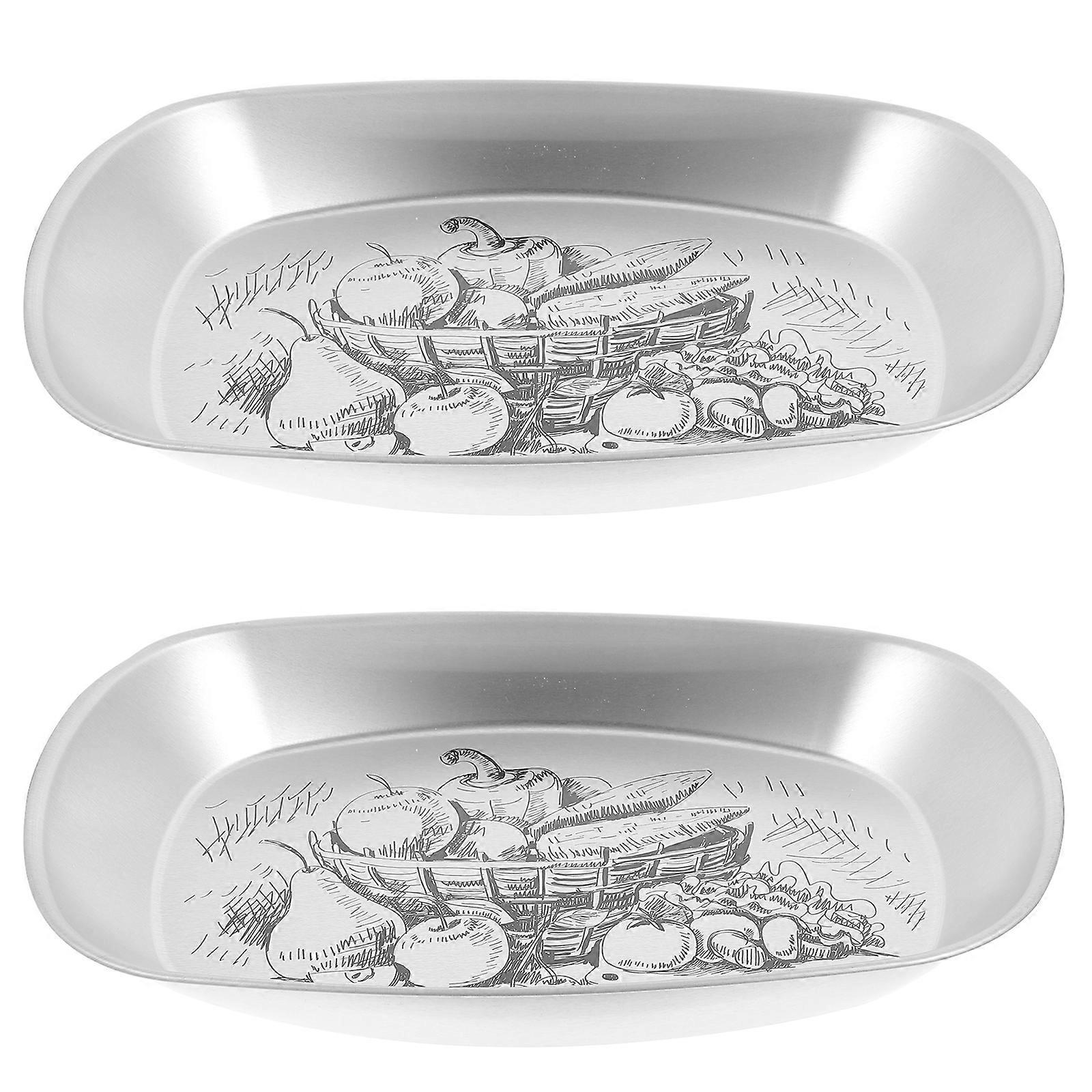2Pcs Practical Tray for Food Reusable Tray Portable Picnic Plate Snack Dish Storage Tray