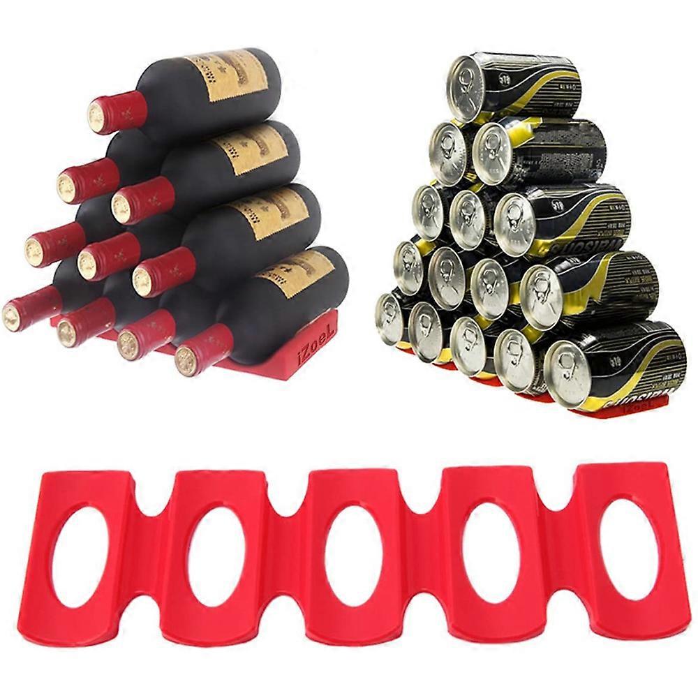 Silicone Wine Stacker Foldable Beer Can Rack Space Saver Wine Bottle Holder Fridge Tray Mat Red