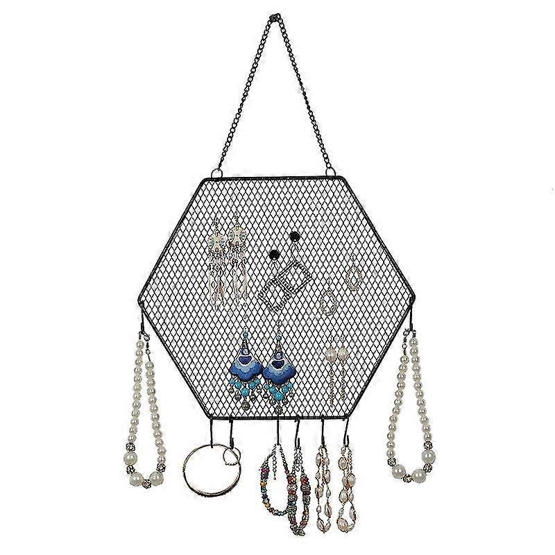 Earring Wall Holder Organizer Stud Earring Holder Decorative W/ Hooks Neckalce