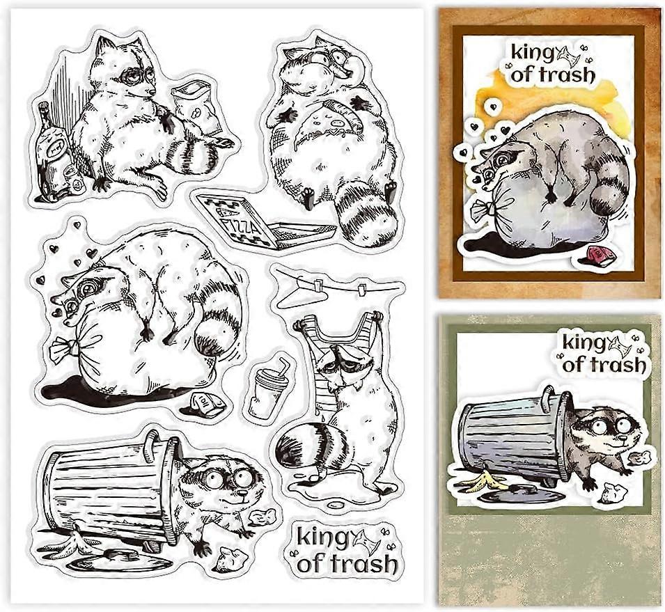 1Sheet Raccoons Clear Silicone Stamp Transparent Stamps