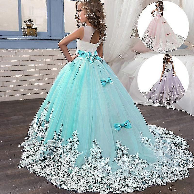 Girls Lace Long Prom Gowns Bridesmaid Kids Dresses For Girls Teens Girl Party Dress Kids Princess Evening Formal Wedding Vestido