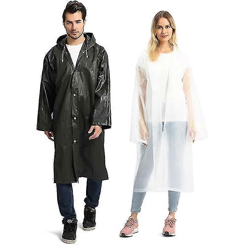 2 Pack Raincoats for Adults Reusable, EVA Rain Ponchos Lightweight Rain Coat
