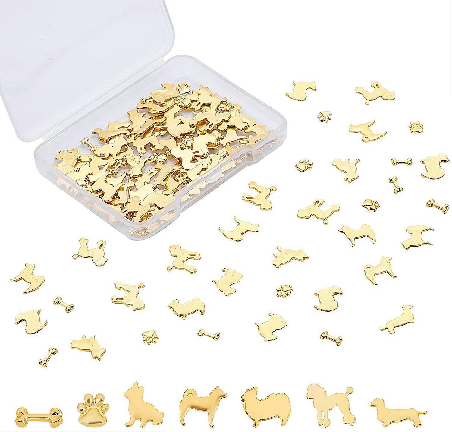 1Box Alloy Cabochons for DIY Crystal Epoxy Resin Material Filling Dog Golden 112pcs/box
