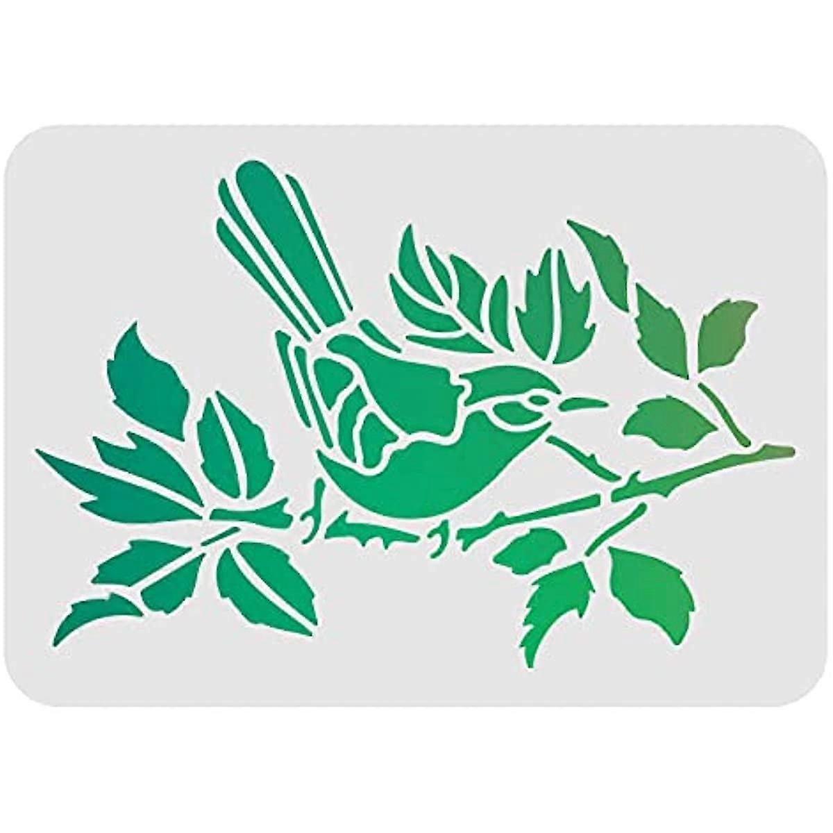 Bird Tree Branches Stencils Wall Decoration Template Plastic Bird Drawing Painting Stencils Rectangle Reusable Stencils for Painting on Walls Furnitur
