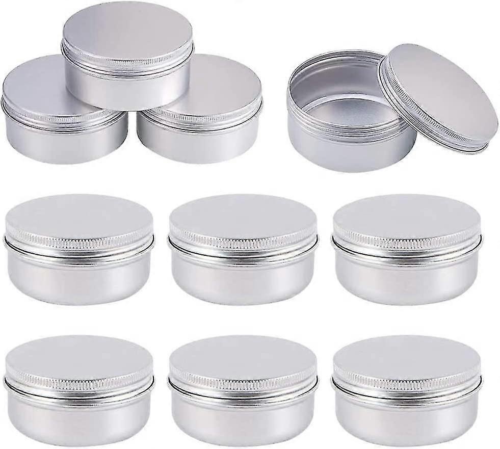 10 Pcs 50ml Aluminum Empty Jars, Round Empty Aluminum Cosmetic Containers With Screw Top Lids