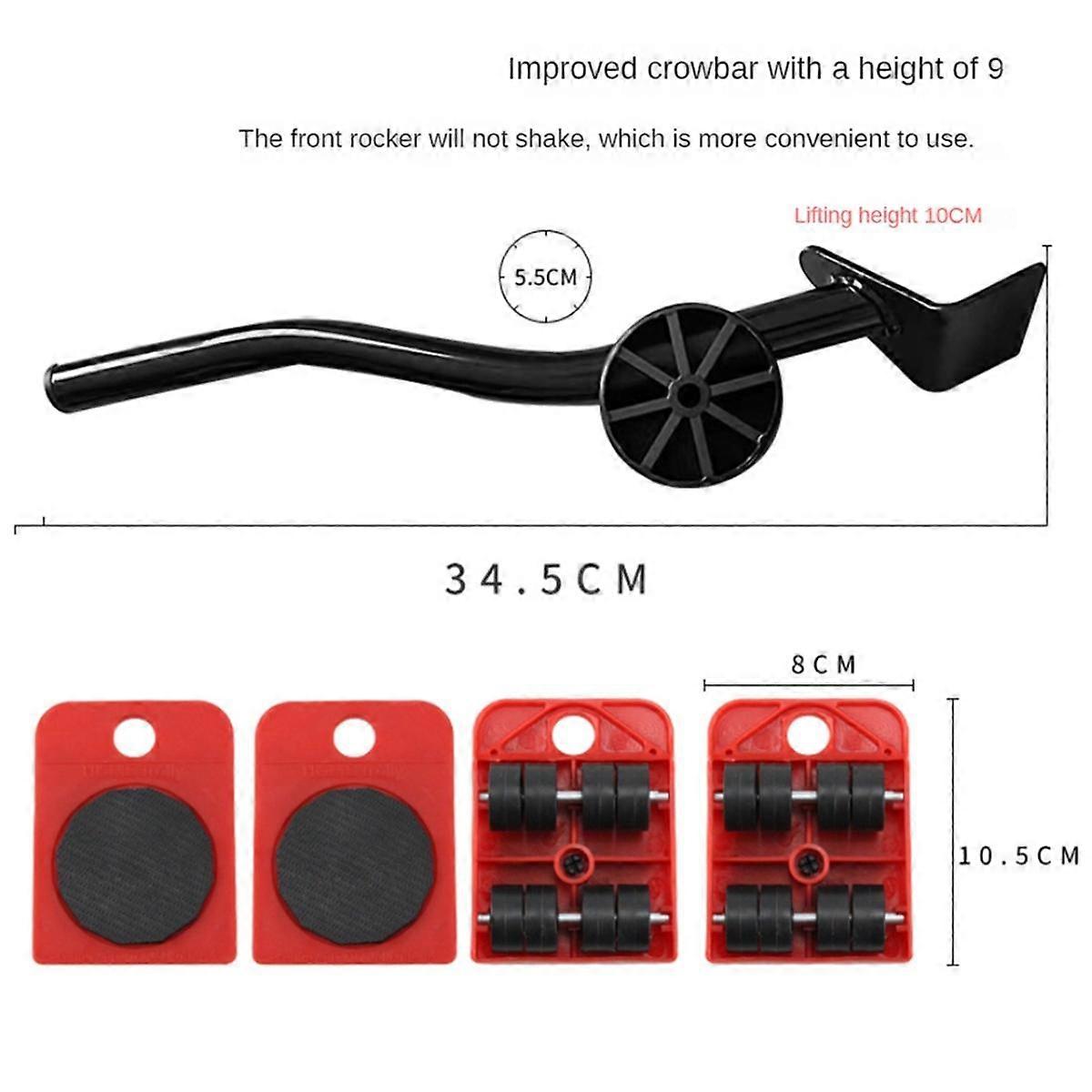 Móveis Mover Tool Set Heavy Stuffs Moving Roller com Bar Móveis Mover Lifter Wheel Professio
