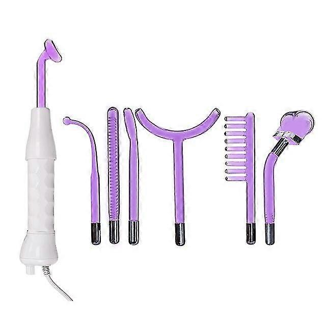 7 In1 high frequency facial spa machine with led light electrode glass tube wand face skin care wand comb acne remover