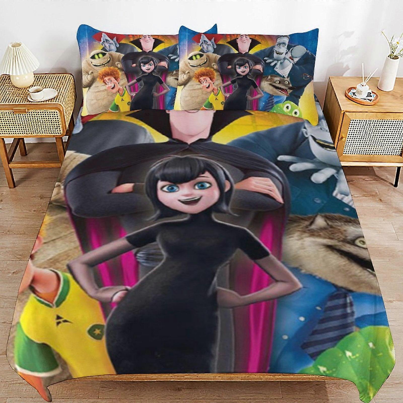 x24 Hotel Transylvania Comforter Set 3 Pieces Quilt Cover Set Soft Bedding Sets for All Seasons (1 Comforter  2 Pillowcases) hb24