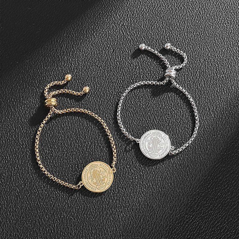TEAMER Stainless Steel St. Benedict Medal Bracelet - Religious Catholic Prayer Jewelry For Men & Women - View #8