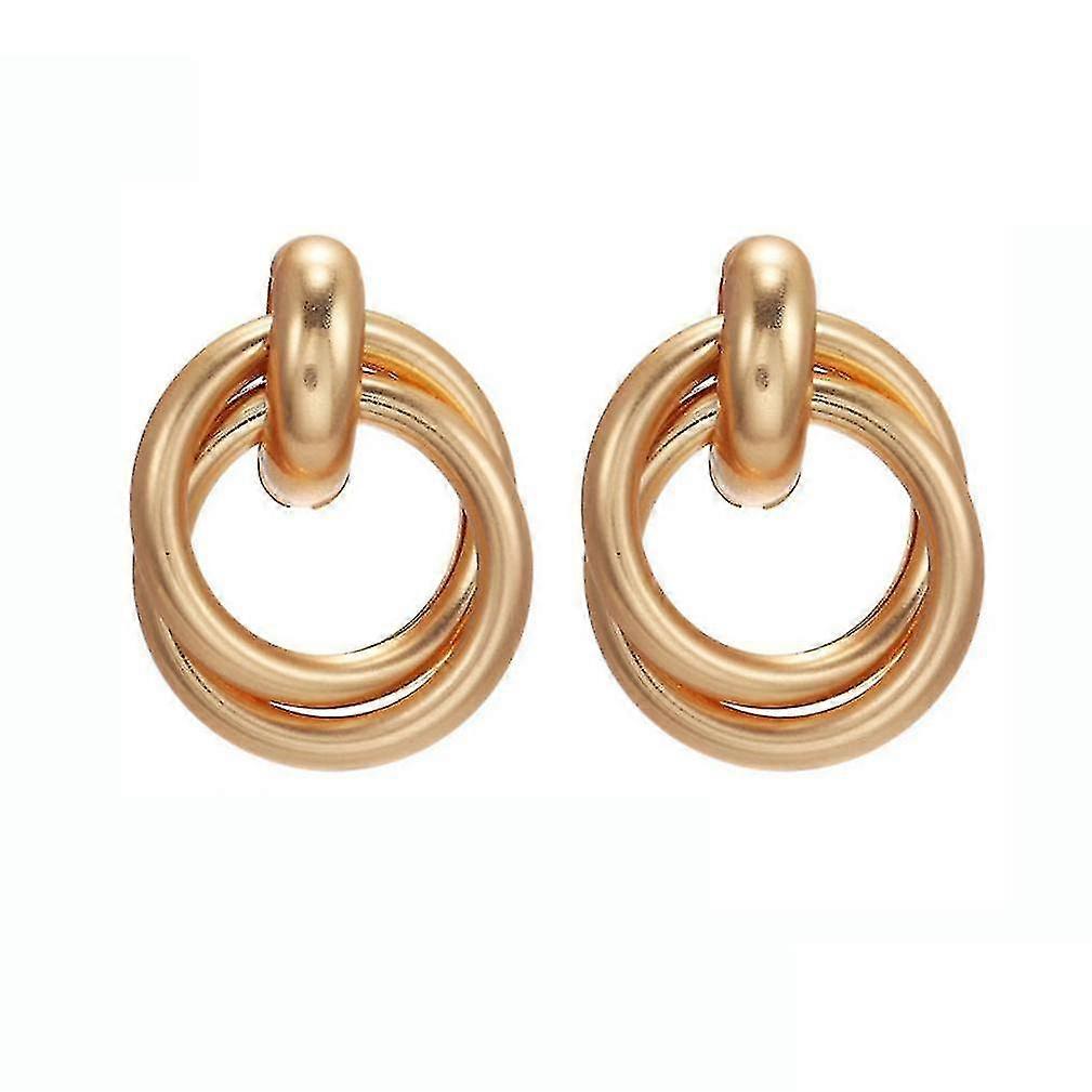 Ear Studs Circle  Matte Gold Metal Earrings For Wedding