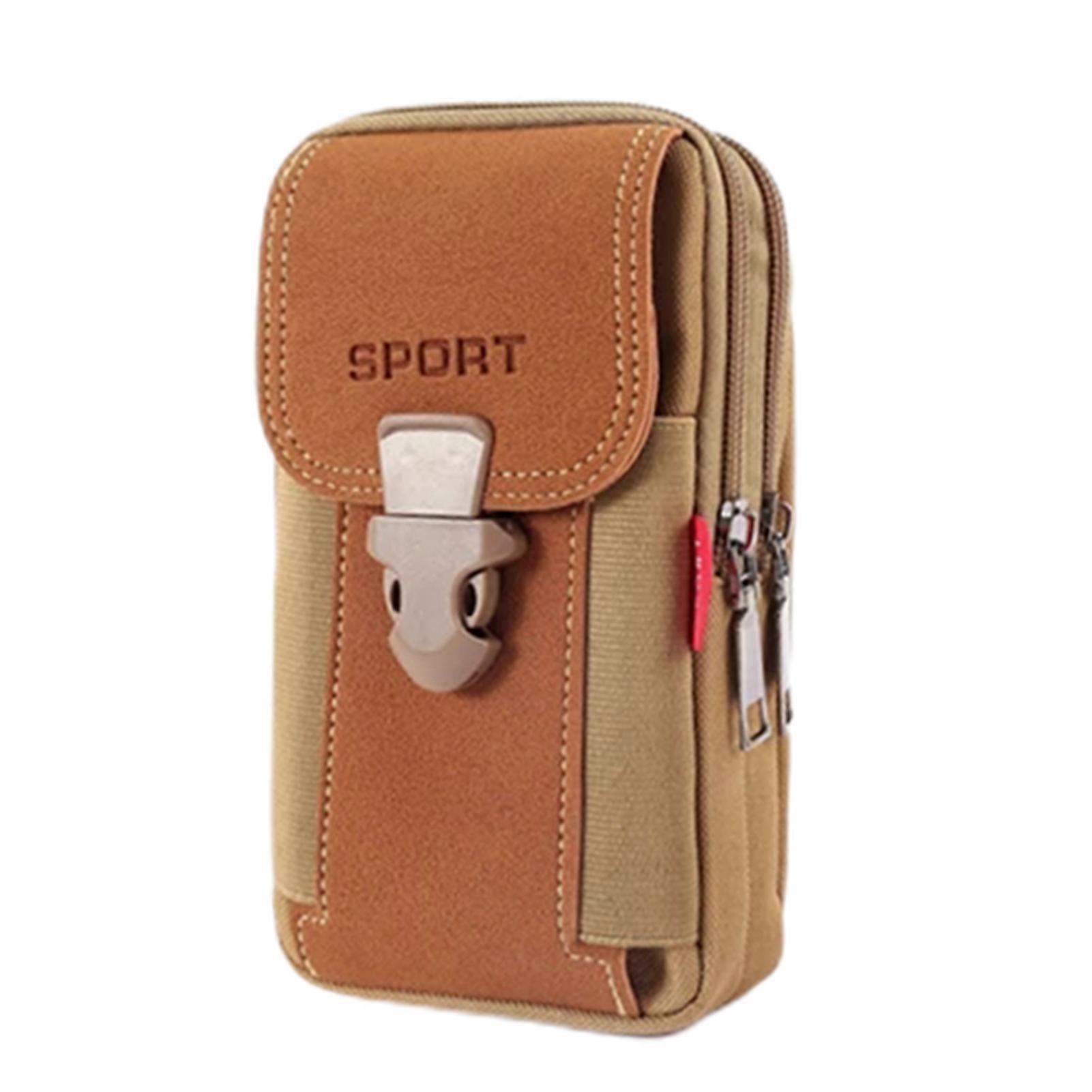 Multi-zipper Canvas Waist Belt Jogging Bag Waterproof Portable Mobile Phone Pouches