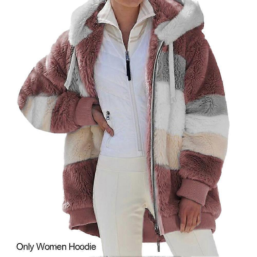 Zip Up Soft P Warm Sleeve Fuzzy Basic Women Hoodie Casual