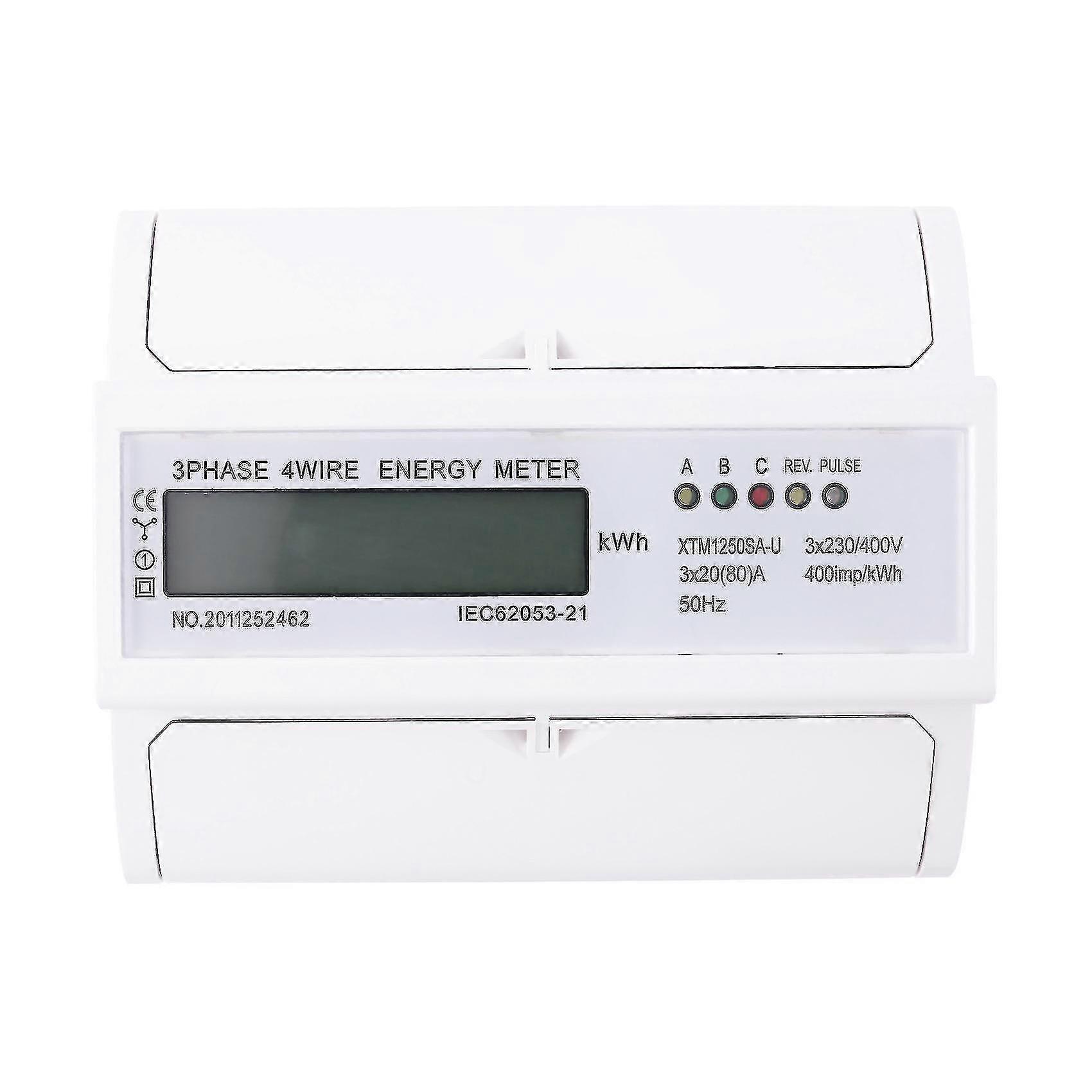 3 Phase 4 Wire Electric Digital Kwh Meter Lcd 230v/400v-20-80a