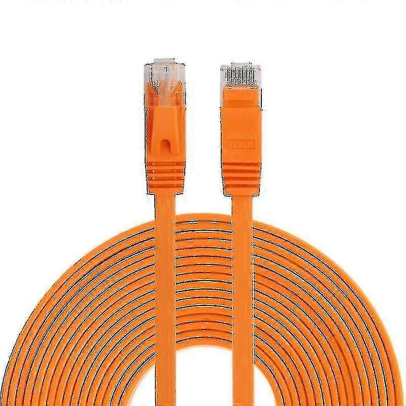 10M Cat6 Ultra-Thin Flat Ethernet Network Lan Cable, Patch Lead Rj45 (Orange)
