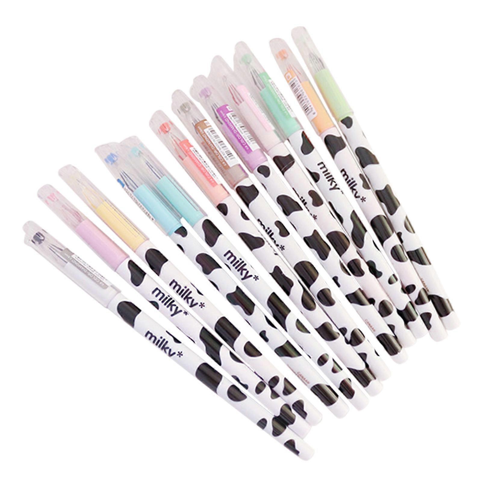 12PCS 0.5mm Cow Pattern Colorful Pen Set Multipurpose Handwriting Tool for School Office