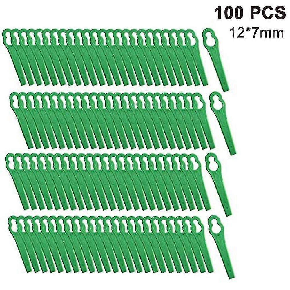 100pcs Plastic Grass Trimmer Blades Cordless Strimmer Blades--green