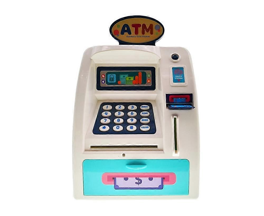 Simulation Electronic ATM Password Fingerprint Music LED Model Pretend Play Toy - Blue