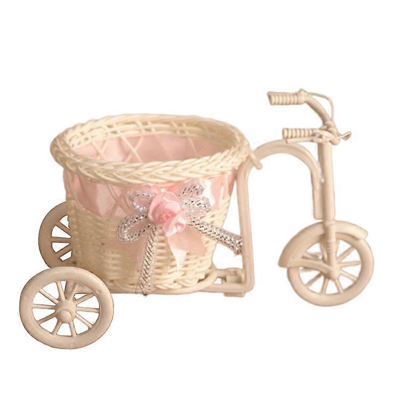 Rattan Flower Basket Vase Tricycle Bicycle Model Home Garden Wedding Party Decor