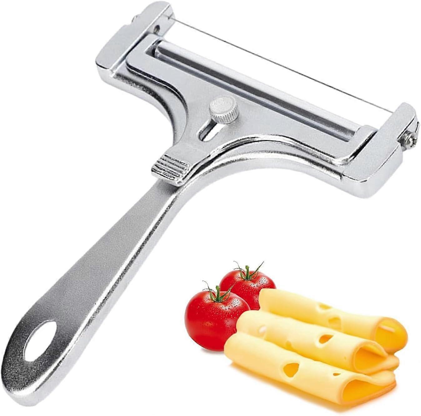 Cheese Cutter, Silver Stainless Steel Cheese Slicer, Variable Cutting Thickness Cheese Slicer, Cheese Slicer, for Cheese and Butter, Soft to Semi-har