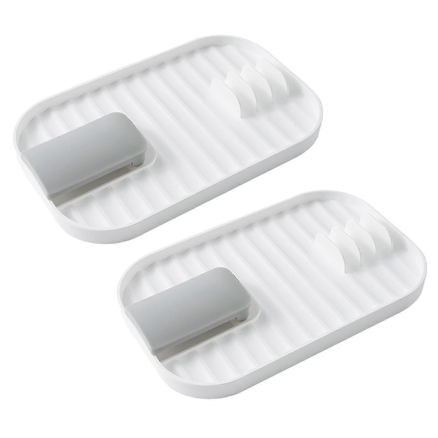 2pcs Foldable Lid And Spoon Rest With Drip Pad,spoon Holder (white)
