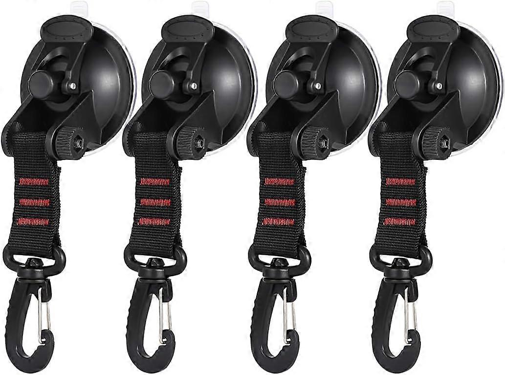 4 Pieces Suction Cup Anchor with Tie Down Hook Attachment, Suction Cup Car Hook, Car Side Tents Camping Tarpaulin Accessory, for Car Boat Camping Ten