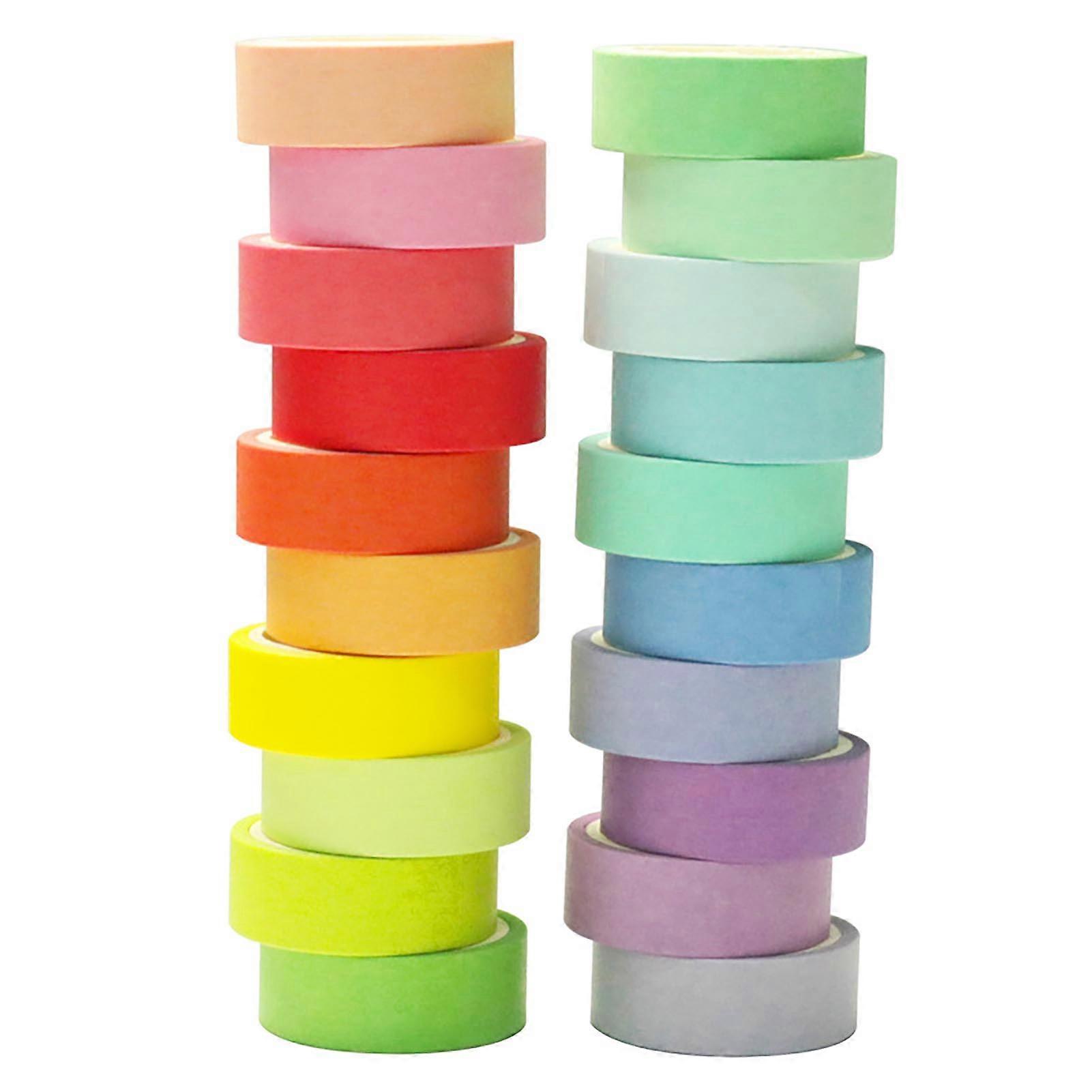20Pcs Accounting Tape Colorful Craft Handbook Tape 5m x 1.5cm Rolls Paper Adhesive Rainbow Masking Tape