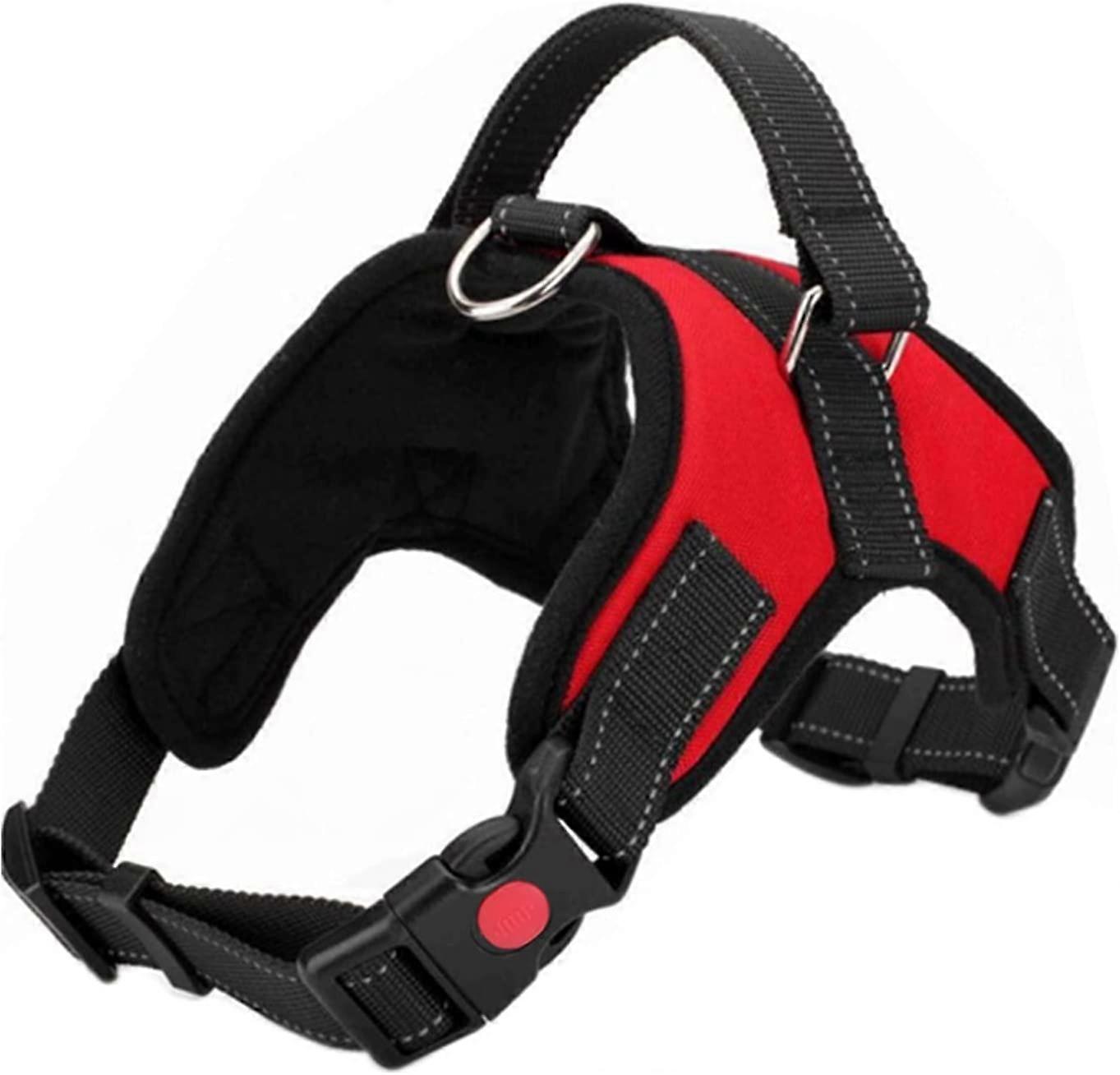 Dog Harness No Pull, Breathable Adjustable Pet Harness, L-Red