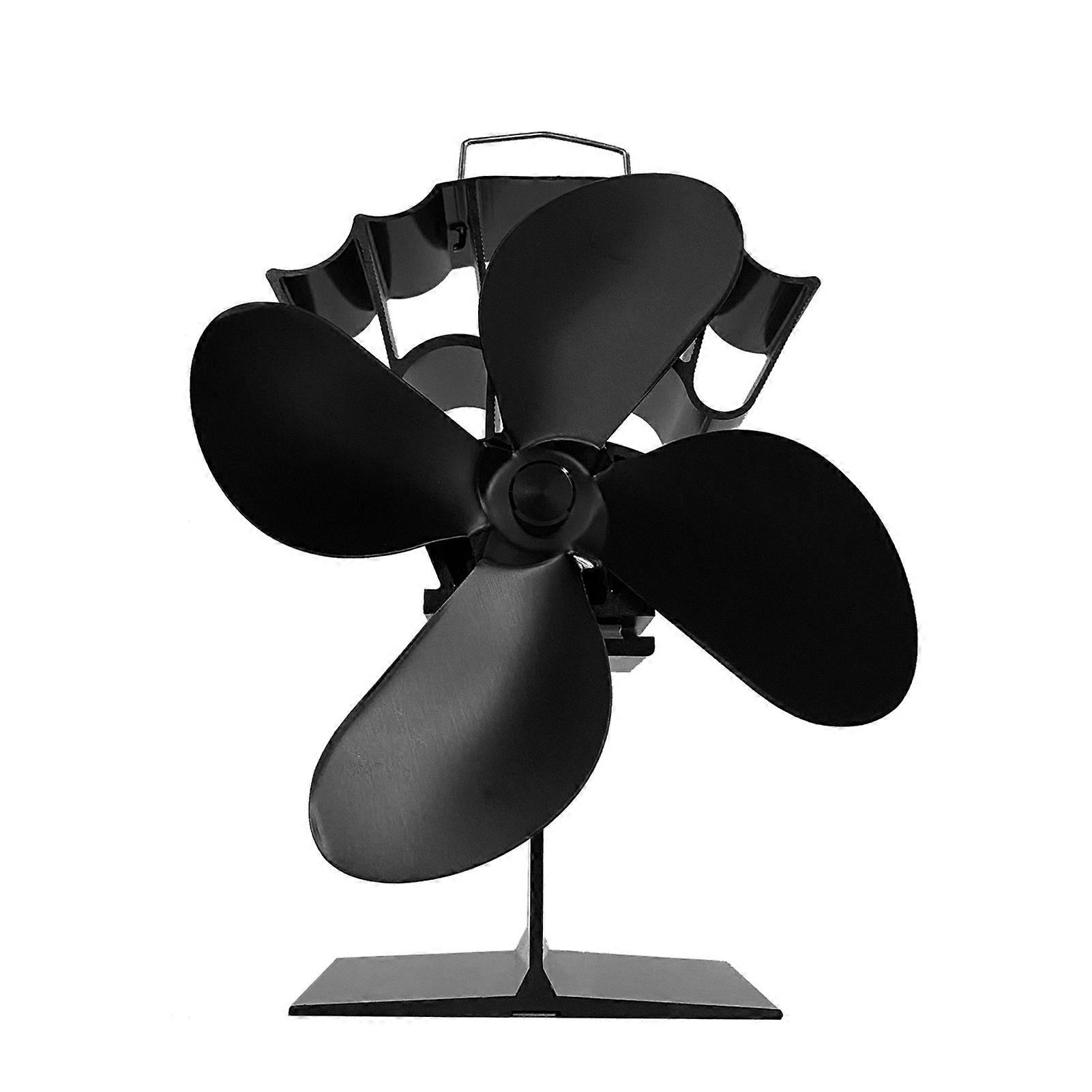 4 להבים מאוורר כיריים מופעל בחום אח שקט במיוחד מאוורר אקולוגי שריפת עץ לפיזור חום יעיל