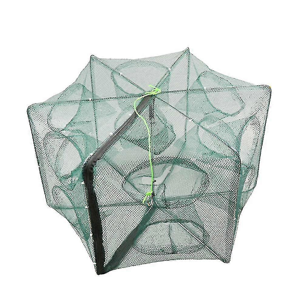 Foldable Bait Cast Mesh Trap Net Portable Fishing Landing Net Shrimp Cage F