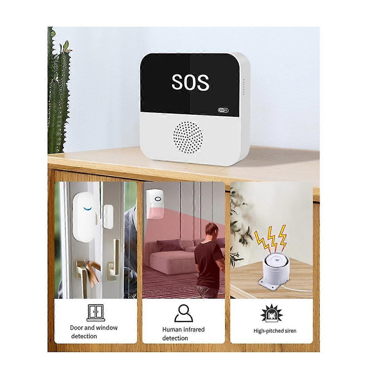 WIFI Wireless Smart Gateway Emergency Caller SOS Voice Alert Anti-Theft Door Magnet Infrared Detector