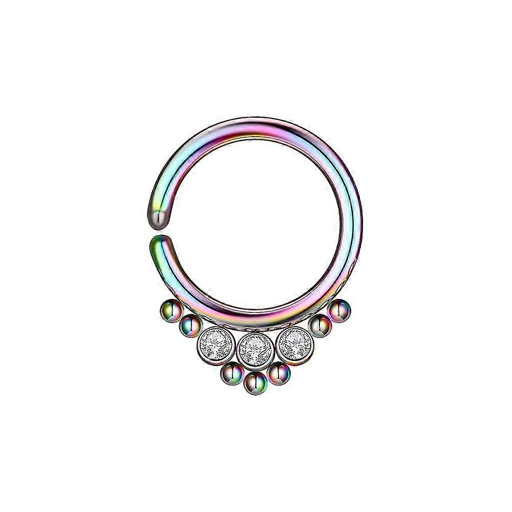 8mm Length Surgical Steel Crystal Stones Paved Hinged Clicker Segment Nose Ring Septum Piercing2pcs B106-17