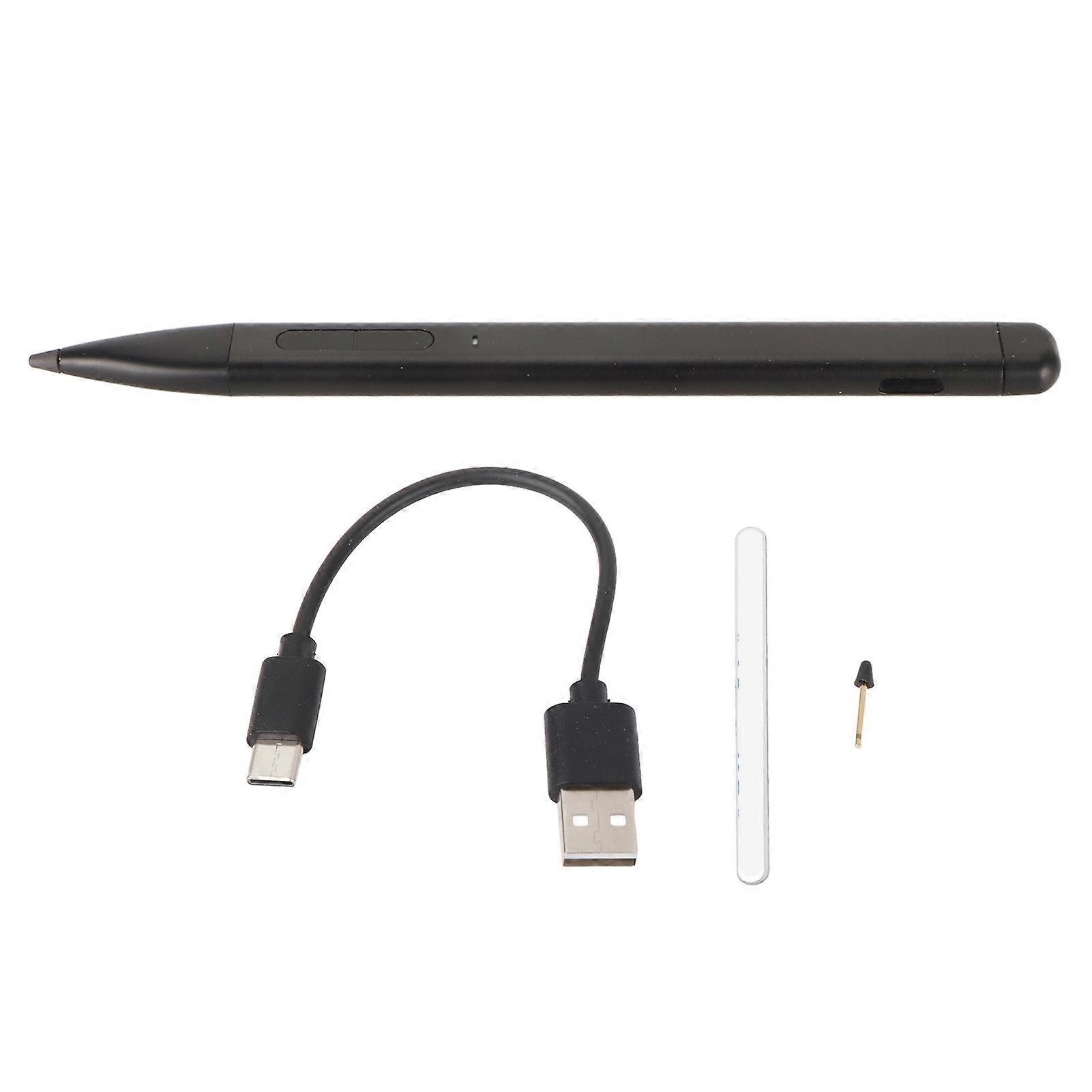 Penna stilo nera con punta affusolata con funzione Bluetooth 4096 sensibilità alla pressione tipo C ricarica 70 mAh penna stilo piatta per Surface Pro 9 8 7 6 5 4 3 X