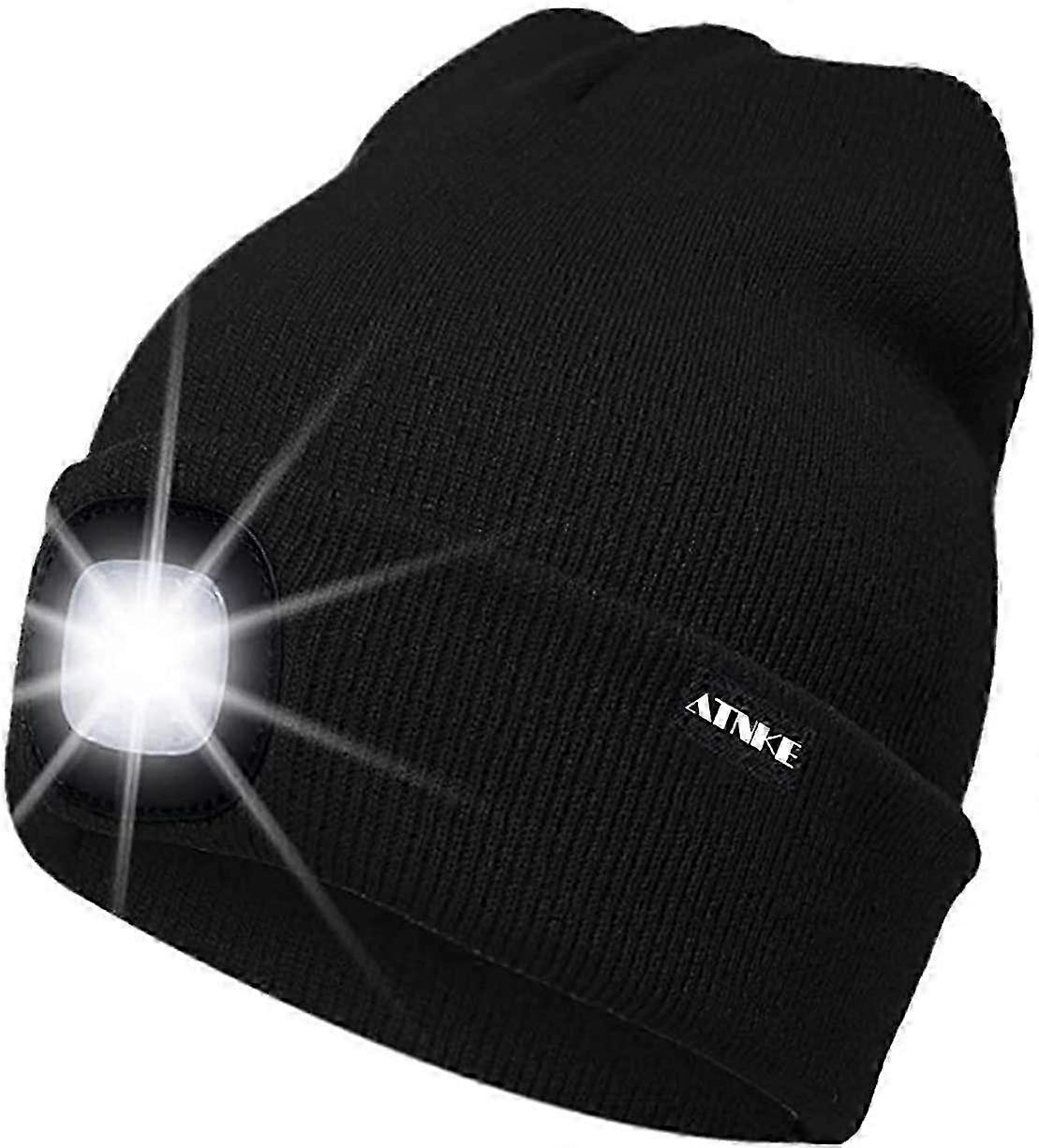 WJTG Lighted Beanie Cap Rechargeable Running Hat Ultra Bright 4 LED Waterproof HeadlampJ
