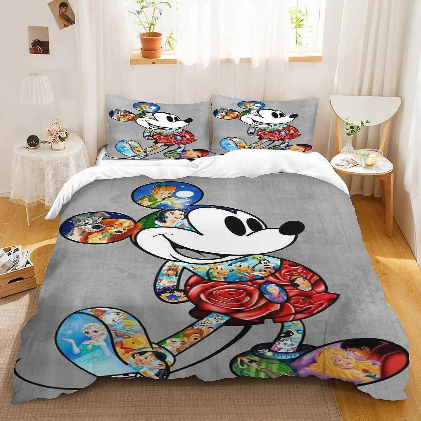 y1584 Lençóis Mickey Capa de Edredão Conjunto de Cama Macio 100% Poliéster Conjunto de Cama Animação Dos Desenhos Animados Impressão 3D Crianças Presente Decoração Do Quarto Lençóis