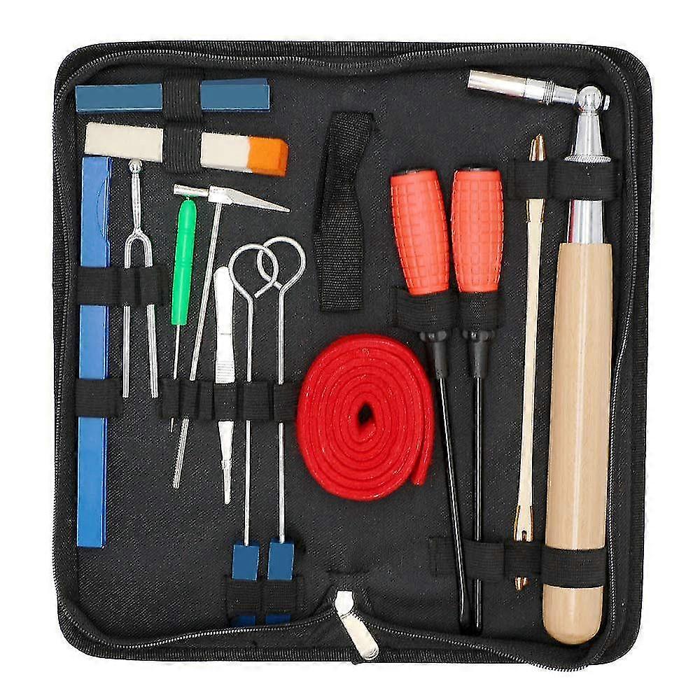 Piano Tuning Kit 16pcs Professional Piano Tuners Tools Set Wrench Hammer Mute Fork Screwdriver Belt
