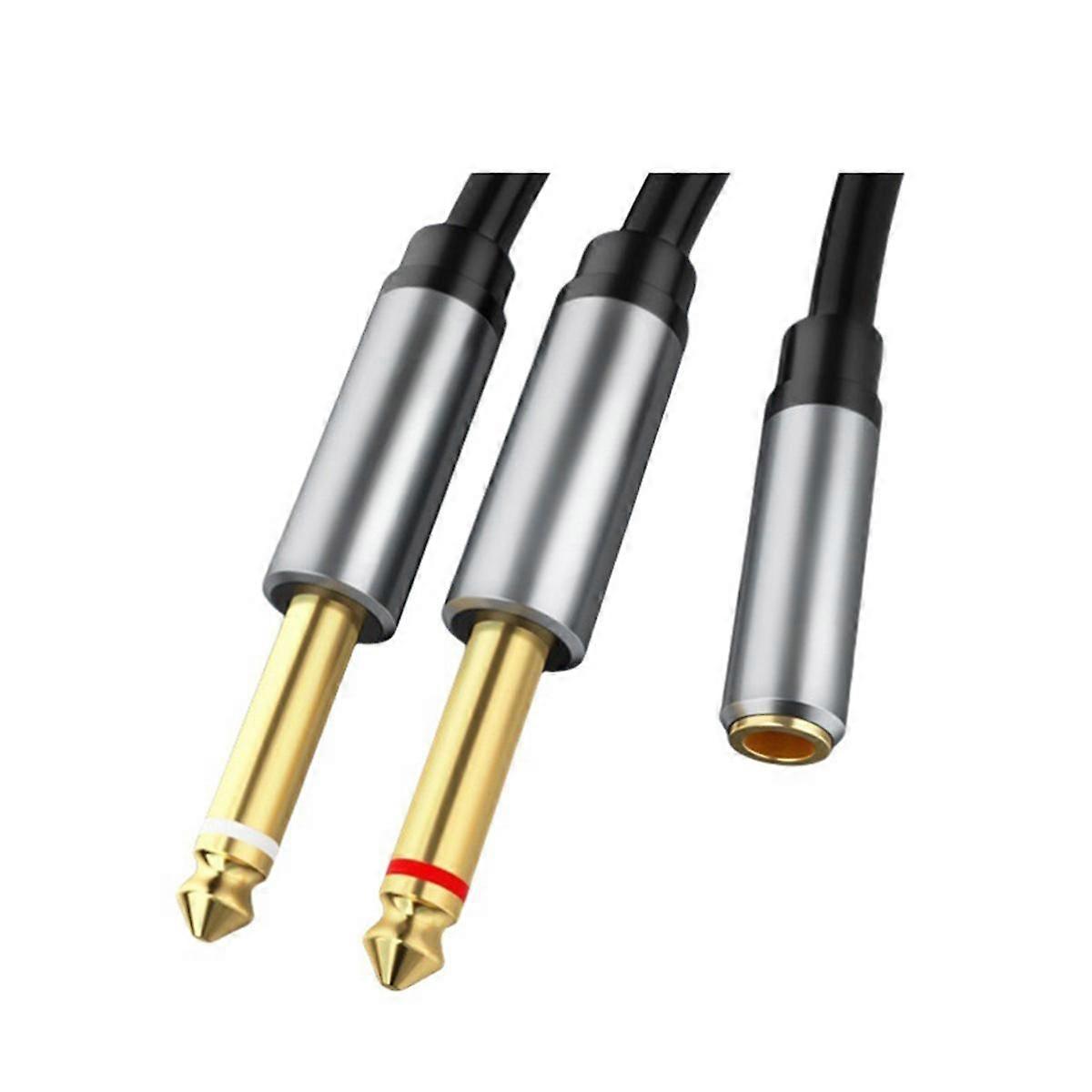 3.5mm to Dual 6.5mm Cable Adapter Male Mono 6.5 Jack to Stereo 3.5 Audio Cord for Mixer Amplifier D