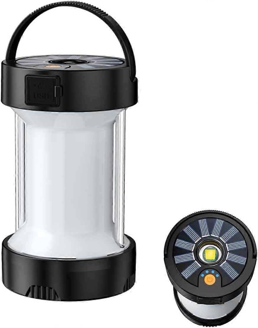 Camping Lantern, Outdoor Camping Light Type-C Rechargeable,1000 Lumen 4 Modes Battery Powered Emergency Light,Multi-Function Solar LED Water Resistant