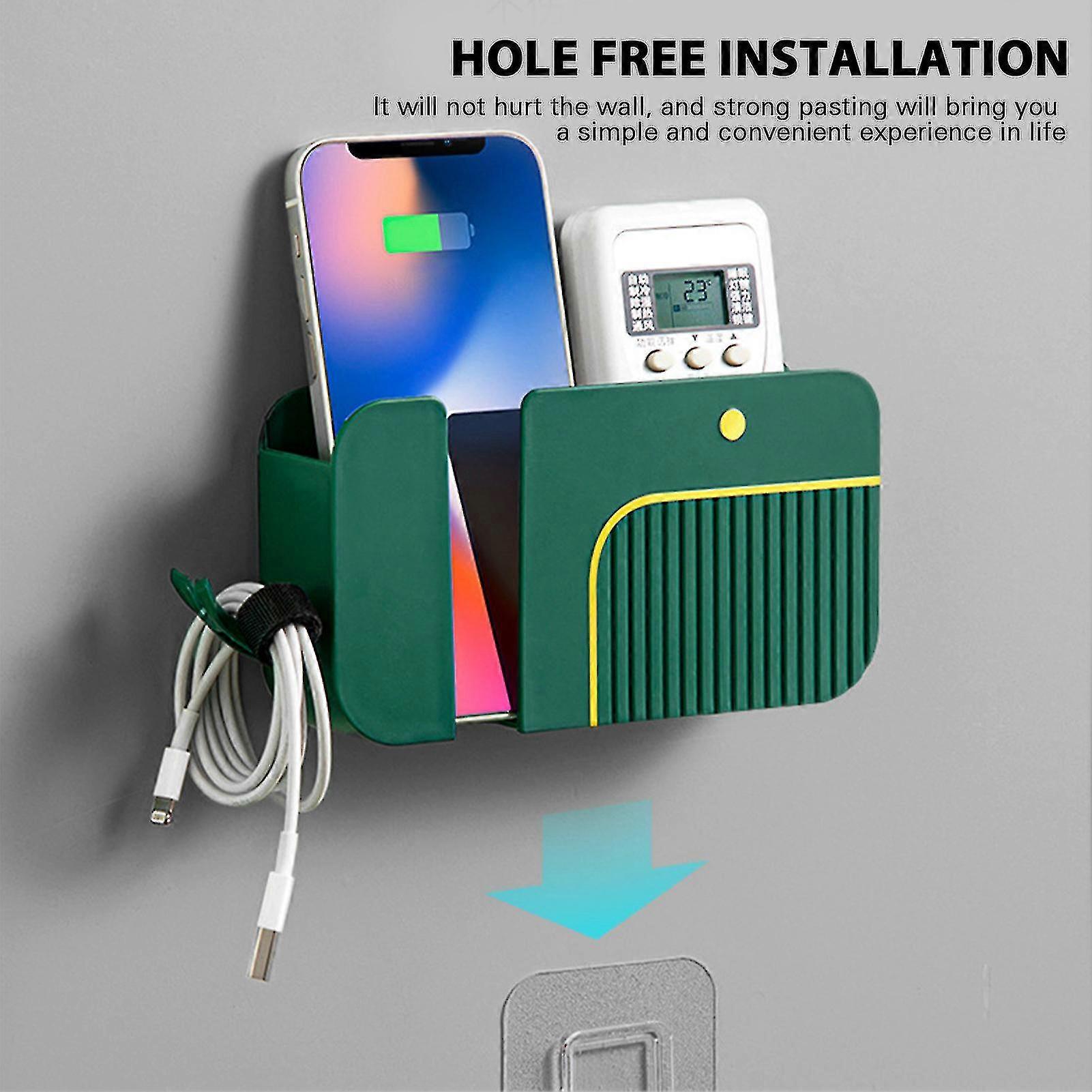 Remote Control Holder Organiser Wall Mounted Mobile Phone Box With Hooks
