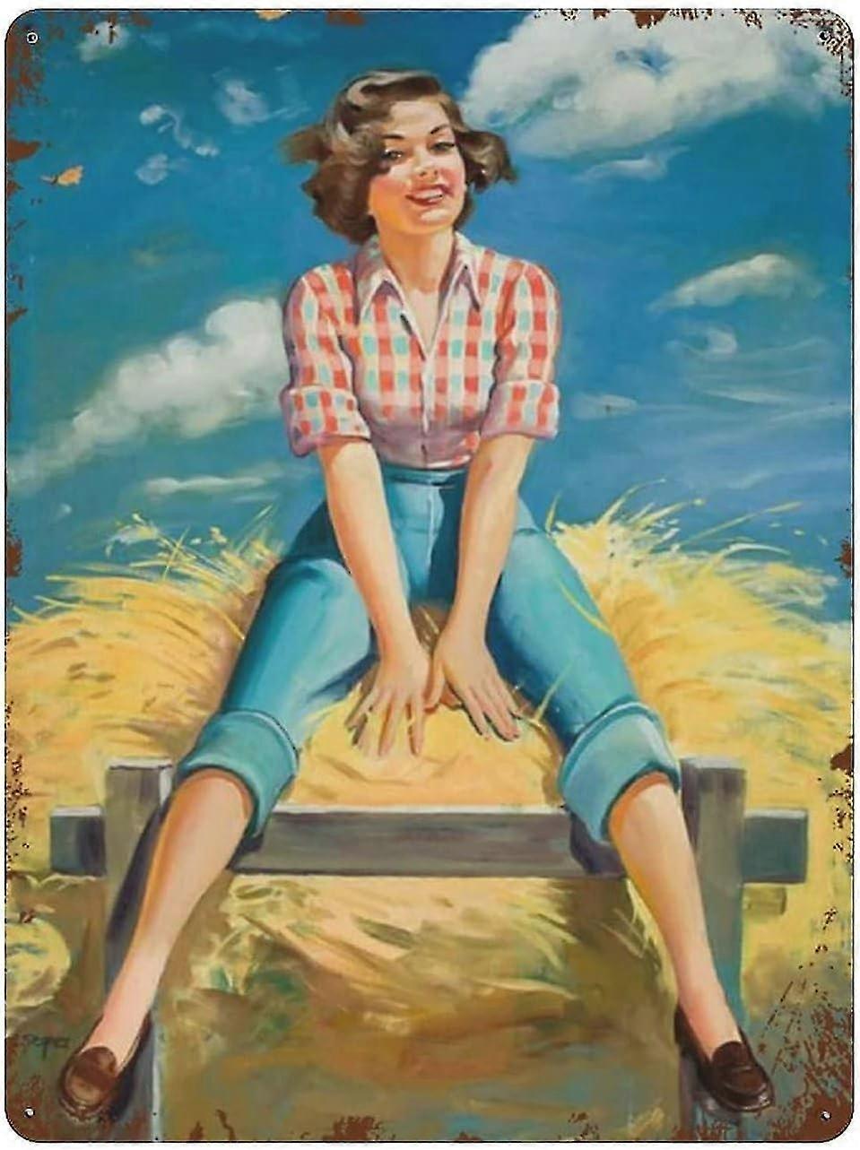 Placa de Metal Racing Pinup Girl Vintage Lata Poster Metal Sign 8x12 Polegadas OU 12x16 Polegadas Modo 2207