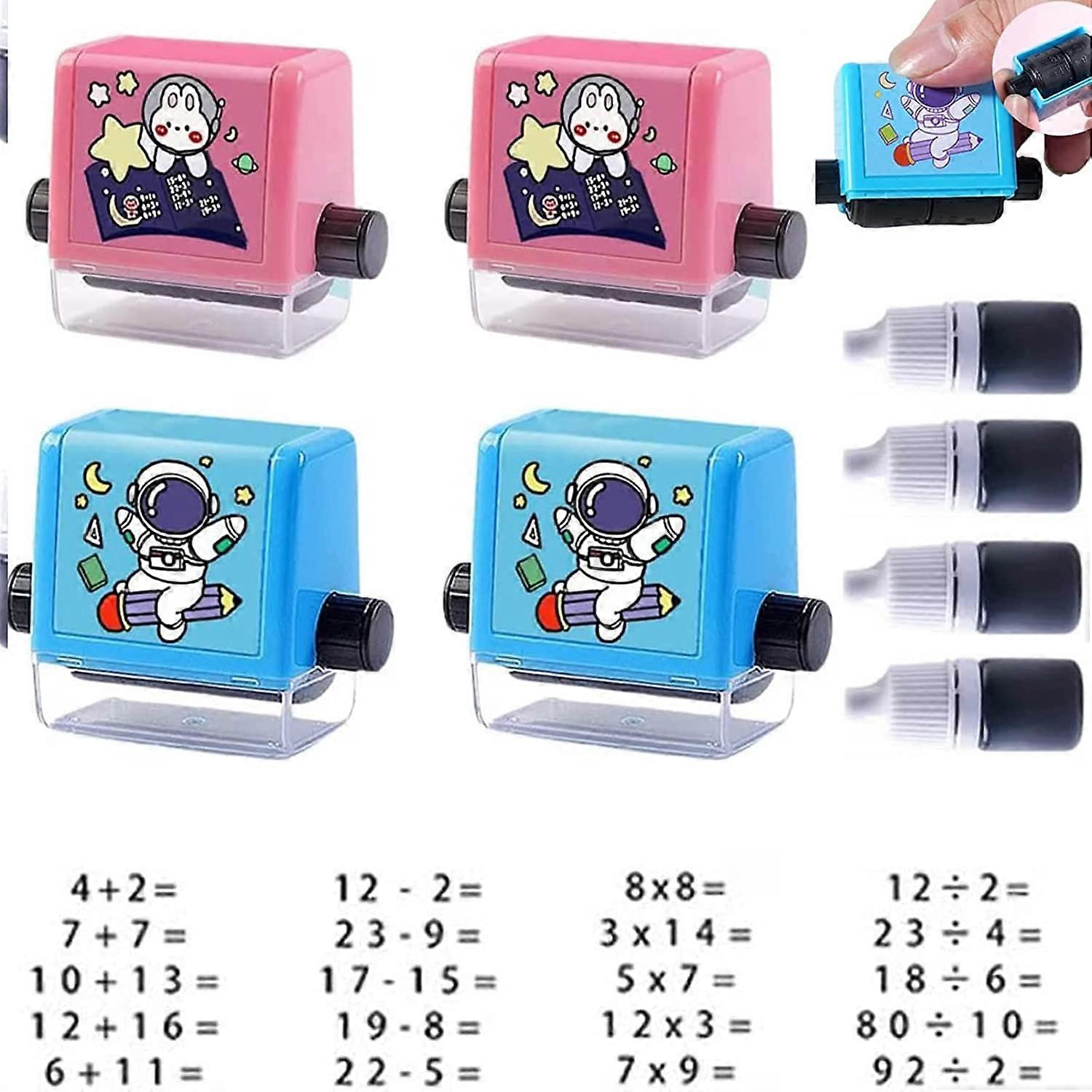 Baicccf Roller Digital Teaching Stamp, Addition-Subtraction-Multiplication-Division Teaching Stamps, Reusable Calculation Math Educational Toy Stamp f