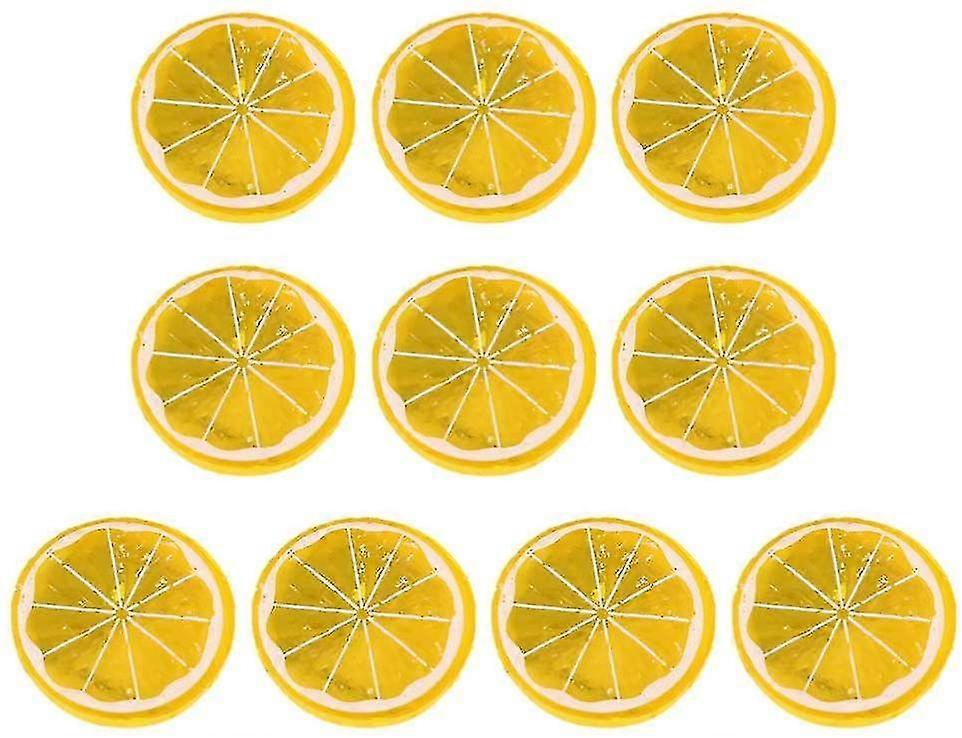 10pcs Simulation Zitronenscheiben Simulation Fruchtscheiben Künstliche Zitronenscheibe Falsche Zitronenscheibe für Party Küche Hochzeitsdekoration (gelb)