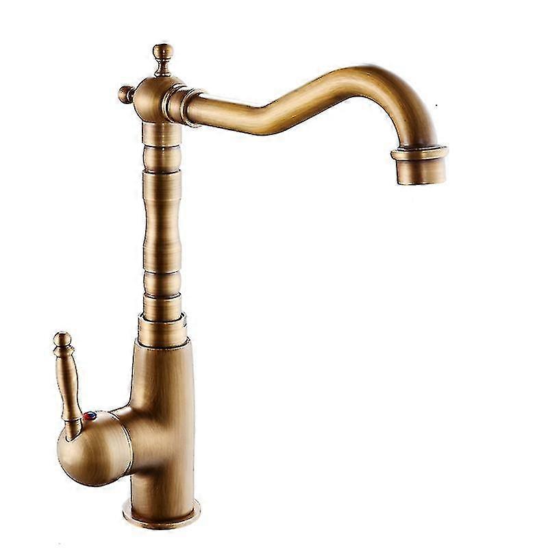 Vintage Brass Waterfall Faucet Antique Brass Basin Faucet Counter Top Basin Hot And Cold Vegetable Faucet Basin Sink Faucet1Pc