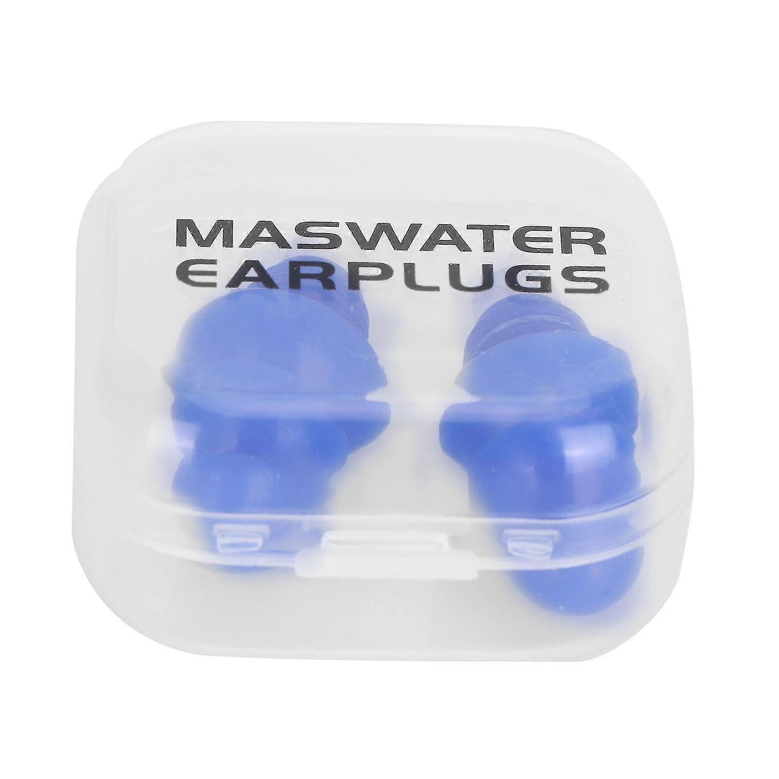 Waterproof Silicone Earplugs for Swimming and Sleeping - Noise Reduction, Reusable (Blue Box)