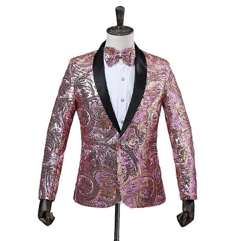 Men's Sequin Suit Shawl Collar Blazers Jackets