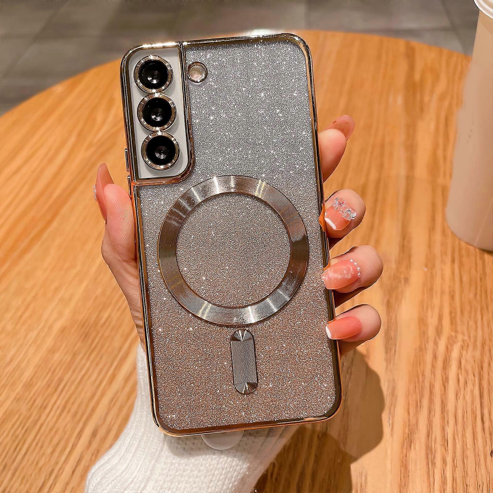 for Samsung Galaxy S24 Ultra Case Magnetic,for Women Girl Soft Luxury Plating Bling Gradient Glitter Cute Compatible with MagSafe Cover