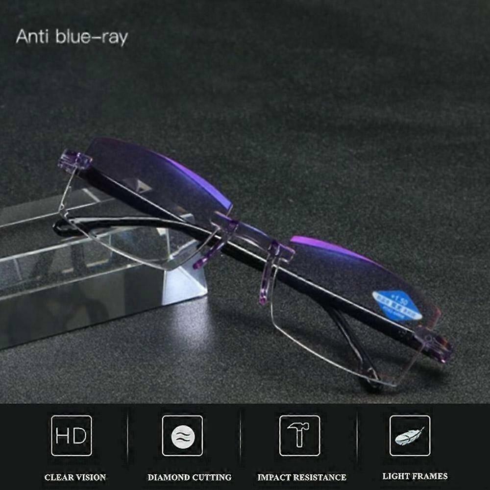 2PK Alta Durezza Anti blu Progressivo Lontano & Vicino Occhiali da lettura a doppio uso Strength 0