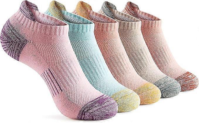 Dww-5 pares de calcetines deportivos invisibles-M, calcetines para correr de corte bajo 5 pares de colores Pun Sorbet