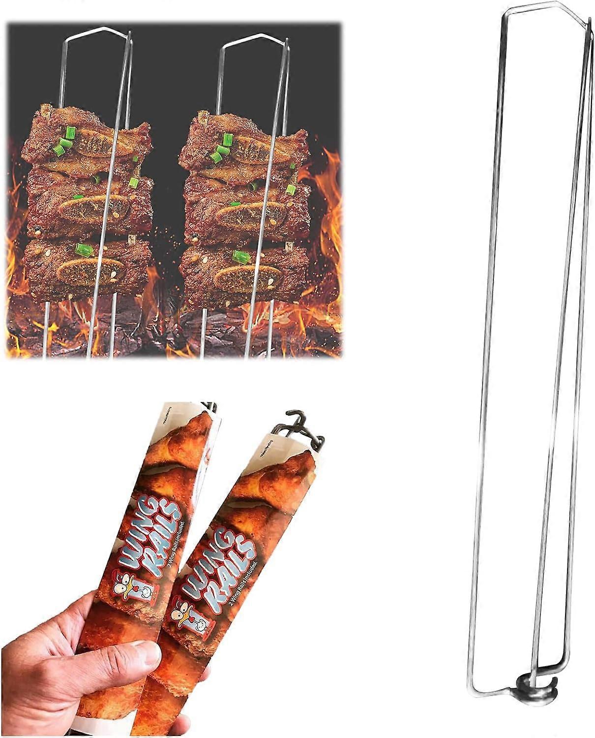 Wing Rails for Chicken Wings, Wing Rails For Grilling, Chicken Wing BBQ Fork, Stainless Steel Chicken Wings Grilling Rails, Great for Outdoor Picnic C
